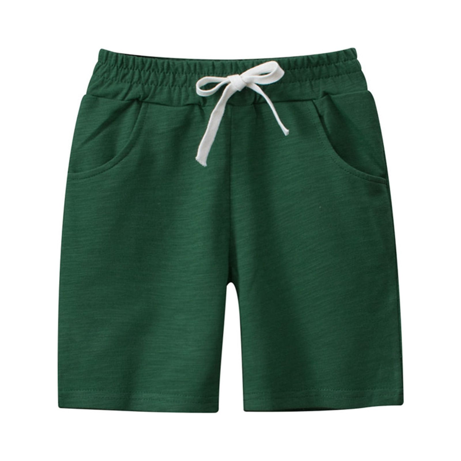 Cethrio Boys Active Shorts- Lightweight Cotton Casual Elastic Waist Fathion Boys Summer Shorts Army Green Size 5 T